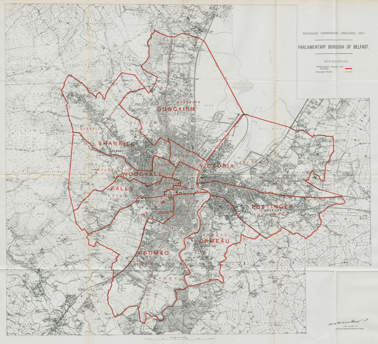 Belfast Parliamentary Borough. Woodvale Duncairn BOUNDARY COMMISSION 1917 map